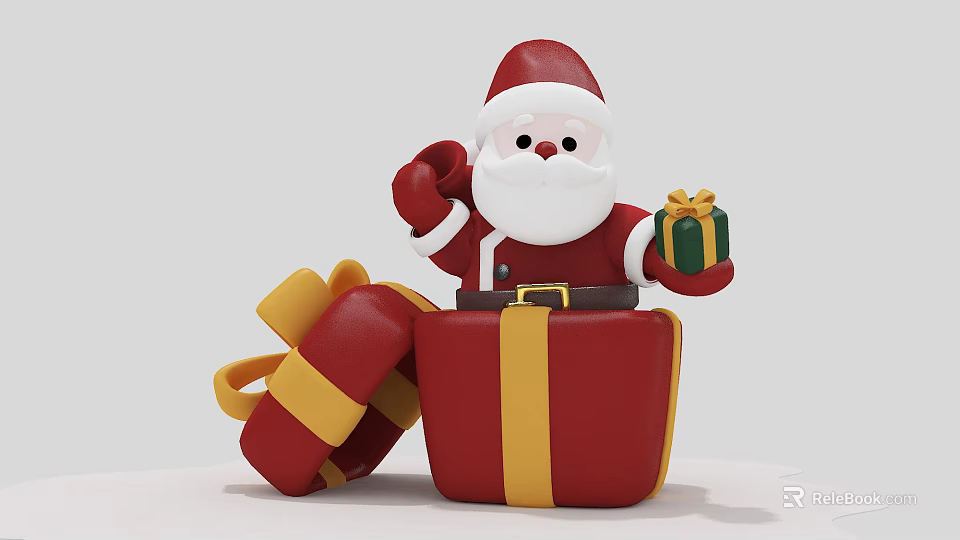 Inflatable Santa Claus Decoration With Open Gift Box And Present For Christmas 3d model 