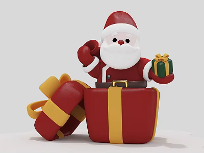 Inflatable Santa Claus Decoration With Open Gift Box And Present For Christmas 3d model