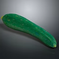 Fresh Green Long Cucumber Vegetable With Smooth Texture On Dark Reflective Background 3d model