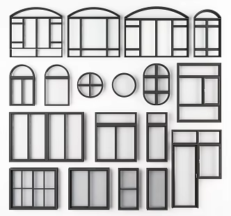 Floor-to-ceiling windows Arched windows Round windows Balcony windows Aluminum alloy windows Open windows Glass windows 3d model