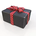 Black Striped Gift Box With Red Polka Dot Bow And Ribbon For Daily Use