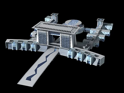 Detailed 3D Architectural Model of Modern Building With Symmetrical Design and Entrance 3d model