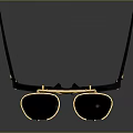 Fashionable Vintage Sunglasses With Black Frame Gold Accents And Tinted Lenses