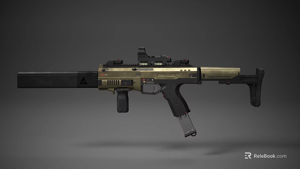 Modern Tactical Rifle With Gold And Black Finish Scope Attachment And Sleek Design 3d model 