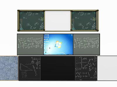 Educational Mathematical Wall Hanging With Chalkboard Whiteboard And Geometric Formulas 3d model