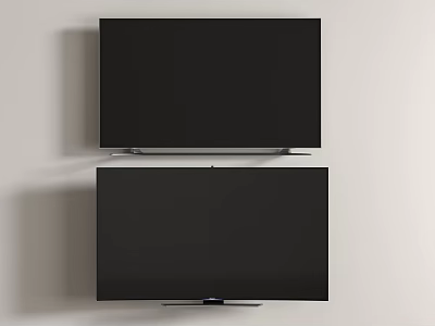 Two Modern Flat Screen TVs Mounted On Wall 3d model