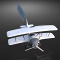 Vintage White Biplane Passenger Plane Featuring Blue Aircraft Logo And Propeller
