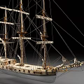Classic Wooden Sailing Ship Model With Multiple Masts And Detailed Rigging 3d model