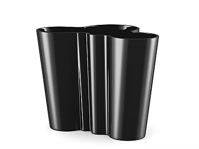 Glossy Black Modern Vase With Three Connected Cylindrical Shapes For Home Decor 3d model