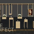 Elegant Display Area With Golden Hanging Frames Flower Vases And Age Perfect