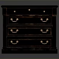 Classic Dark Wood Chest of Drawers With Red Top And Golden Handles