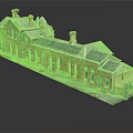 Vintage Red Brick Train Station Model With Solar Panels Green Windows Chimney And Benches