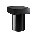 Modern Black Square Top Side Table With Metallic Cylinder Base Design 3d model