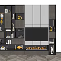 Modern TV Wall Unit Design With Storage Cabinets Display Shelves And LED Lighting