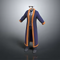 Dark Blue Long Coat With Orange Trim And Suit And Tie Underneath