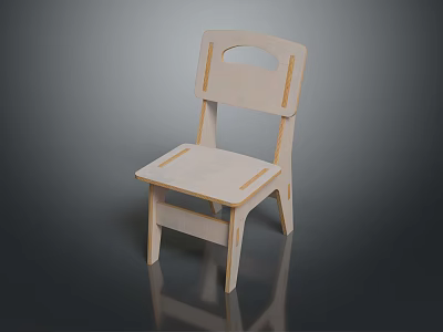 Wooden Single Chair with Modern Minimalist Design Round Cutout Backrest and Simple Seat Lines 3d model