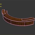 Sturdy Curved Brown Wooden Reception Counter With Smooth Surface And Elegant Design