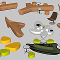 Modern Colorful Table And Chair Combinations With Various Shapes And Designs