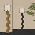 Quiet log wind floor lamp 3d model