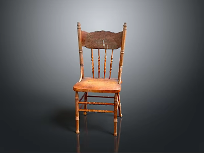 Vintage Wooden Chair With Carved Backrest Curved Legs And Classic Design 3d model