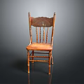 Vintage Wooden Chair With Carved Backrest Curved Legs And Classic Design
