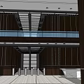 Modern Reception Area With Wooden Pillars Glass Walls And Spacious Interior Design