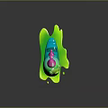 Colorful Slime Creature Character With Open Mouth And Glowing Green Dripping Slime