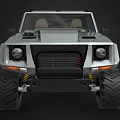 Modern Silver Off Road Pickup Truck With Oversized Tires Aggressive Grille And Rugged Design