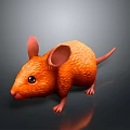 Game And Movie Character Orange Furry Mouse 3D Model With Large Ears And Black Eyes