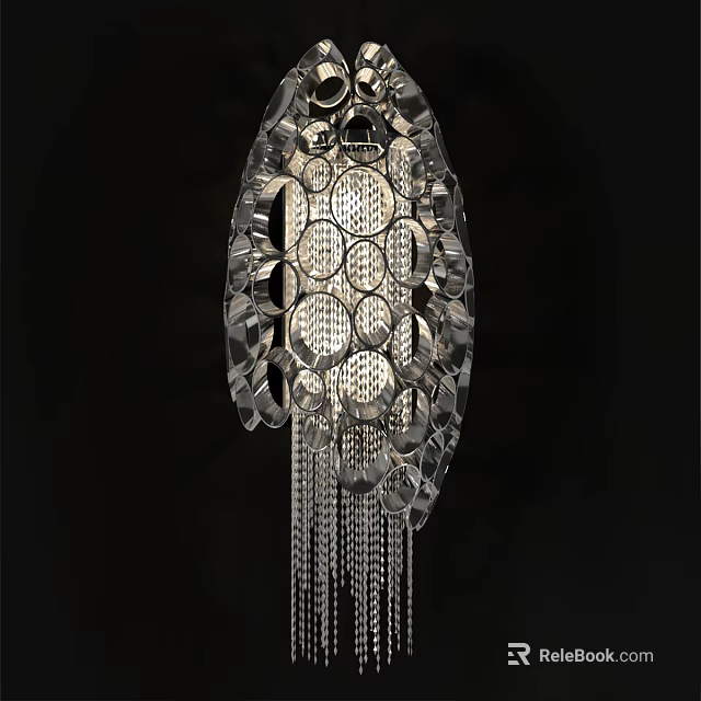 Elegant Modern Crystal Chandelier With Circular Glass Elements And Hanging Chains 3d model 