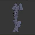 Gray Mechanical Robot Character With Blue Accents And Standing Pose Design 3d model