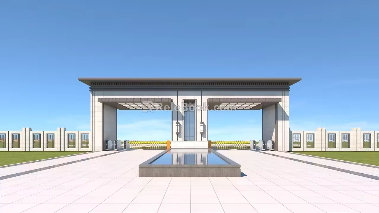 Simple Gate Community Gate Entrance 3d model