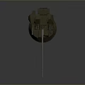 Modern Military Turret Model With Long Cannon Barrel And Mechanical Components