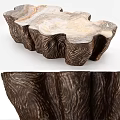 Natural Wooden Coffee Table With Unique Irregular Shape And Rustic Grain Design 3d model