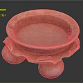 Ceramic Sculpture Carving Bowl Shaped Design With Textured Surface And Supporting Feet