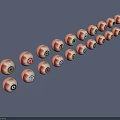 Various Colored Eyeballs With Different Styles Neatly Arranged On Dark Background