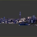 3D Aerial View of Historic Town with Dense Architecture and Central Plaza