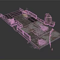 Industrial Construction Platform Structure With Metal Railings Equipment And Concrete Areas