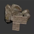 Wooden Scaffolding Structure With Rock Formation And Ladder Platform Design