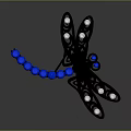 Elegant Dragonfly Brooch With Black Design Diamonds On Wings And Blue Gemstone Body