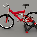 Stylish Red Bicycle With Sleek Frame Displayed On Black Stand For Show