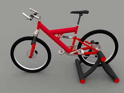 Stylish Red Bicycle With Sleek Frame Displayed On Black Stand For Show 3d model