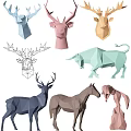 Colorful Geometric Low Poly Animal Wall Decorations Deer Cow Horse Home Decor Accents