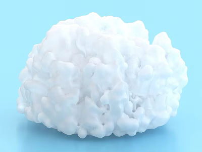 White Cloud Like Decorative Ornament Set With Soft Texture And Blue Background 3d model