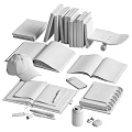 Stylish Ornamental Decor Collection With Open Notebooks Skateboard White Hat Books And Phone