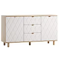 Modern Light Green and White Dressers with Diamond Pattern Drawers and Wooden Legs