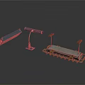 Industrial Equipment Collection Featuring Support Stand Platform And Long Strip Device
