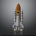 NASA Space Shuttle Model With Rocket Boosters And American Flag Design