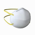 White Protective Face Mask With Yellow Elastic Straps And Comfortable Design 3d model