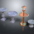 Outdoor Decorative Bird Baths With Stone And Metal Pedestals Various Designs Lantern Accent